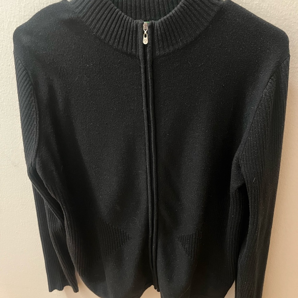 Black Women's Zip-Up Sparkle Cardigan